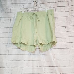 SHEIN lime green elastic waisted ruffle hem short